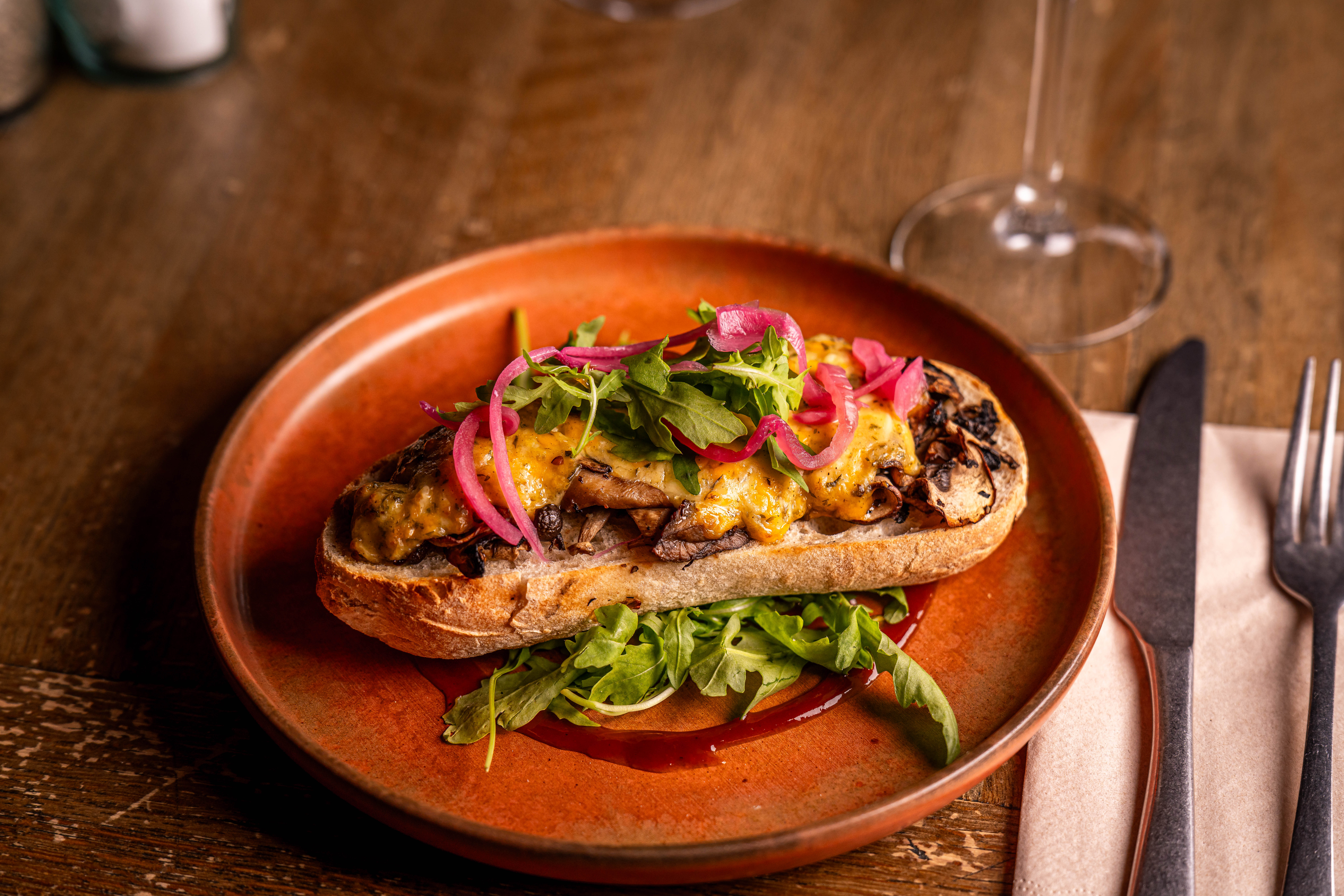 Wild mushroom rarebit