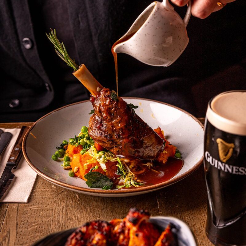 Red wine and rosemary braised lamb shank